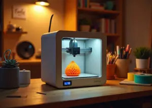 Компактный 3D-принтер Bambu Lab A1 Mini в домашней мастерской печатает мелкий бытовой предмет