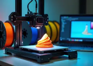 домашний 3D-принтер печатает деталь с гладкими наклонными поверхностями и переменной высотой слоя