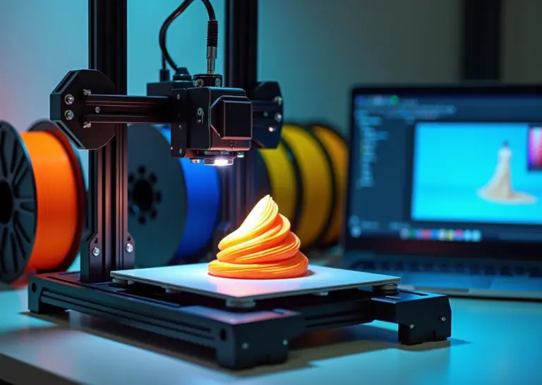 домашний 3D-принтер печатает деталь с гладкими наклонными поверхностями и переменной высотой слоя