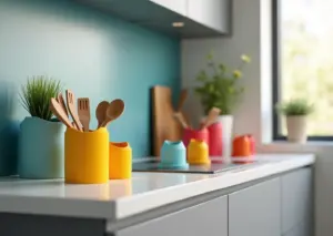 Органайзеры для специй и кухонной утвари, напечатанные на 3D-принтере, на современной кухне