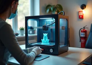 Безопасное рабочее место с 3D-принтером оборудованное вентиляцией и противопожарными средствами